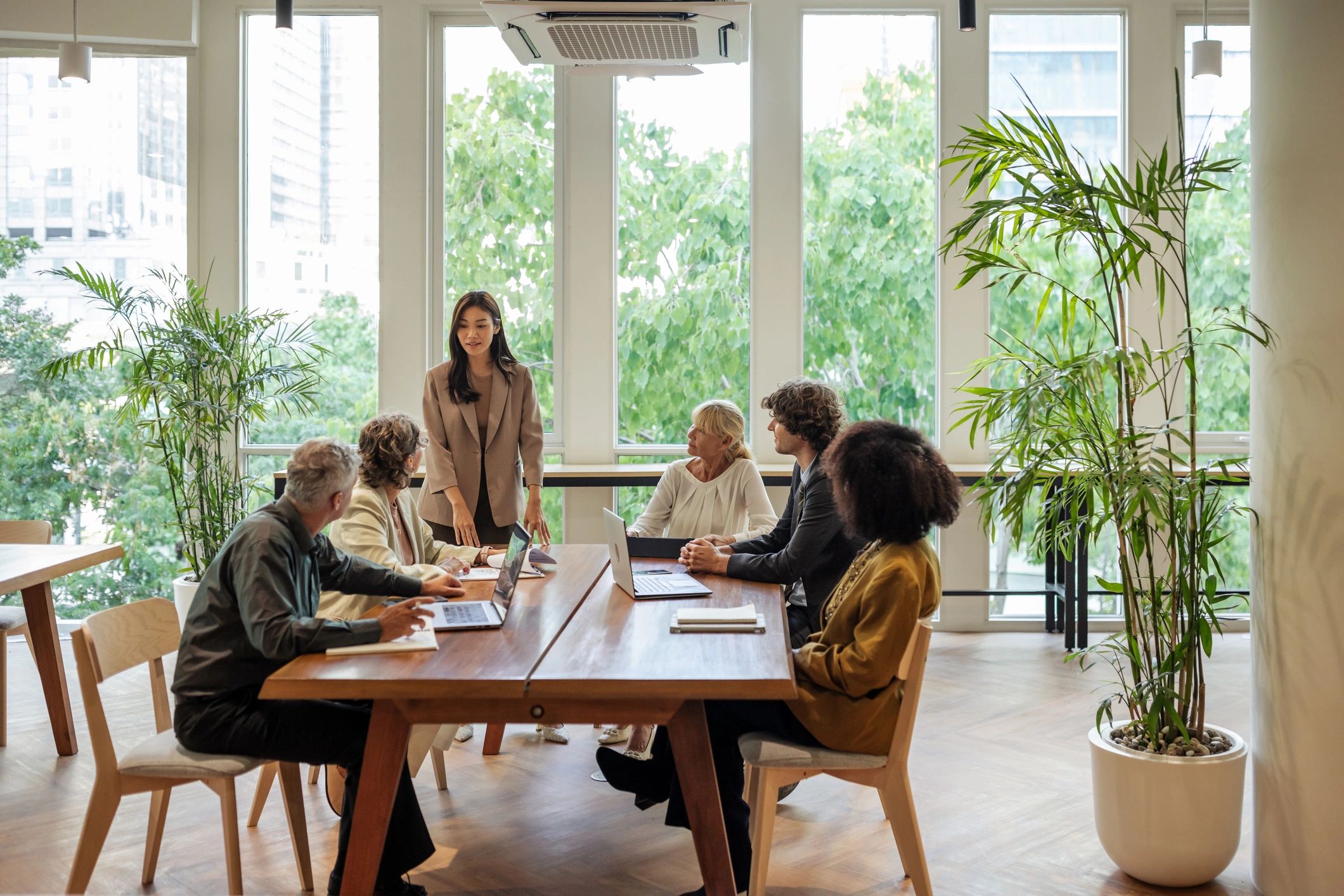 Planning team meeting around a conference table
