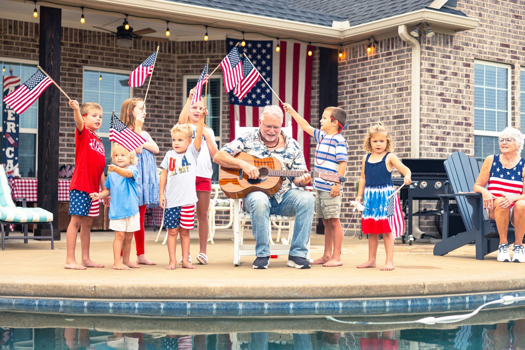 Family singing patriotic songs together